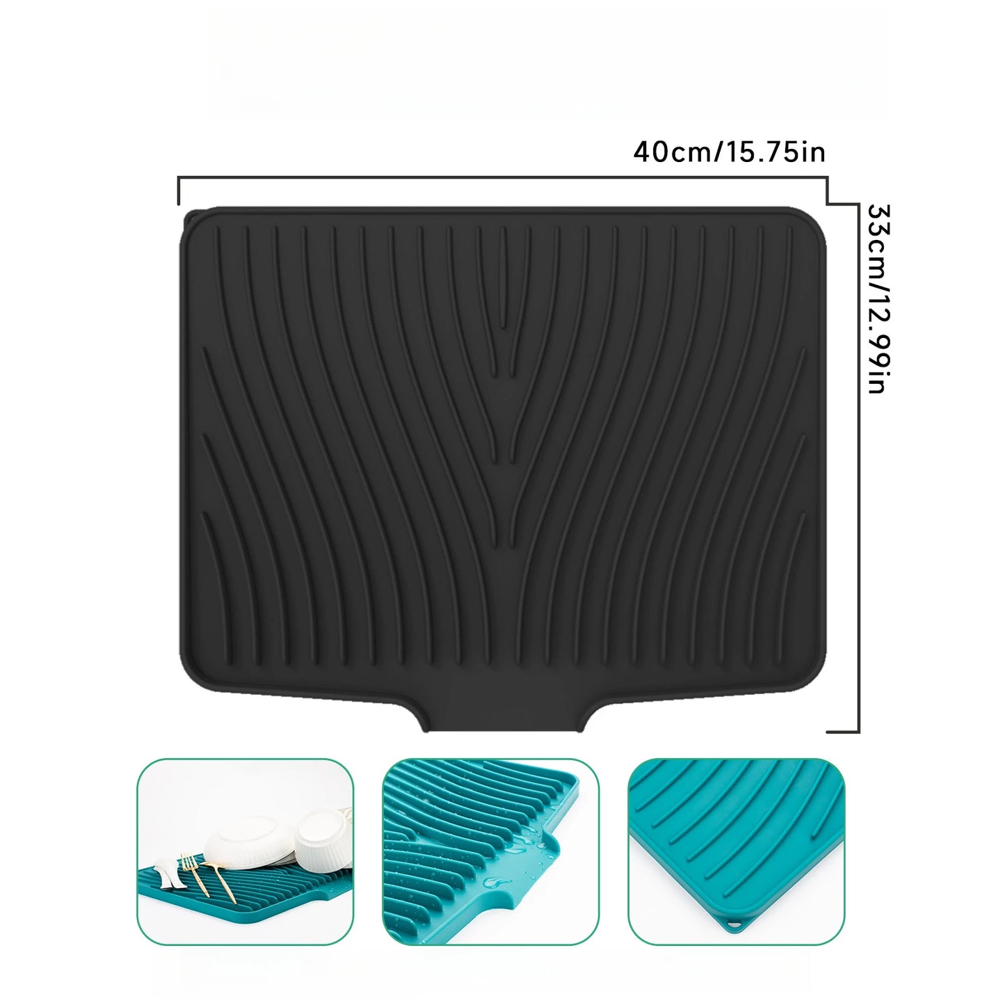 Silicone Dish Drying Mat Heat-Resistant Drain Pad Non-Slip Kitchen Countertop Protector Sink Cabinets Pans Utensils Tableware