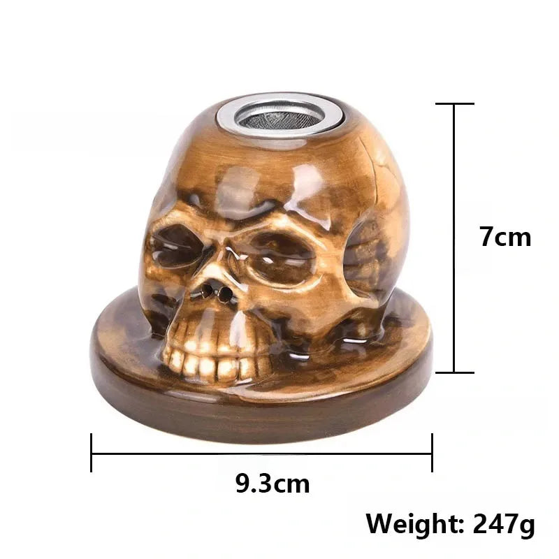 Skull-Shaped Ceramic Cocktail Smoking Kit–4-Flavor Wood Chips Set for Whiskey & Craft Cocktails, Unique Gift for Bar Enthusiasts.