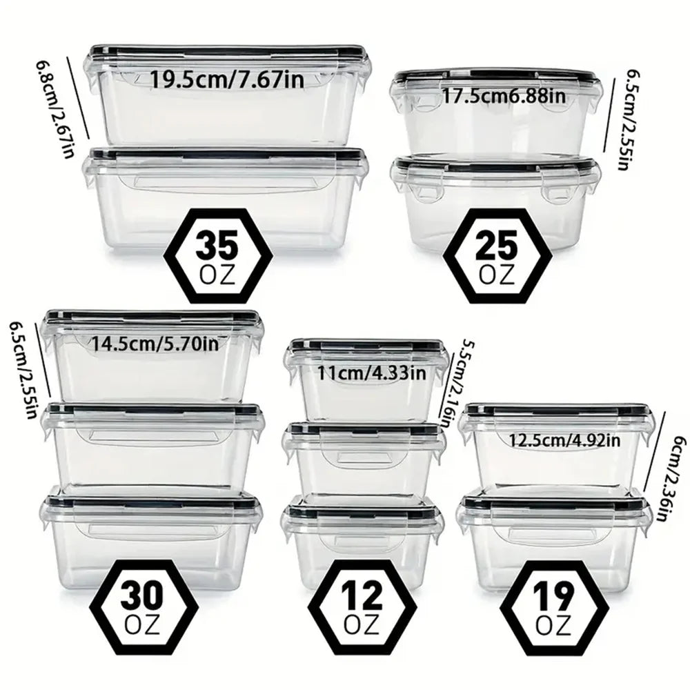 12pcs-set Food Airtight containers Lunch Boxes Set, Microwave safe BPA Free Food Grade PP Plastic Container