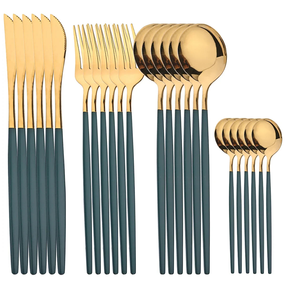 24Pcs Tableware Sets Stainless Steel Cutlery Spoon Fork Knife Mirror Dinnerware Kitchen Western Silverware Gift Box Set Flatware
