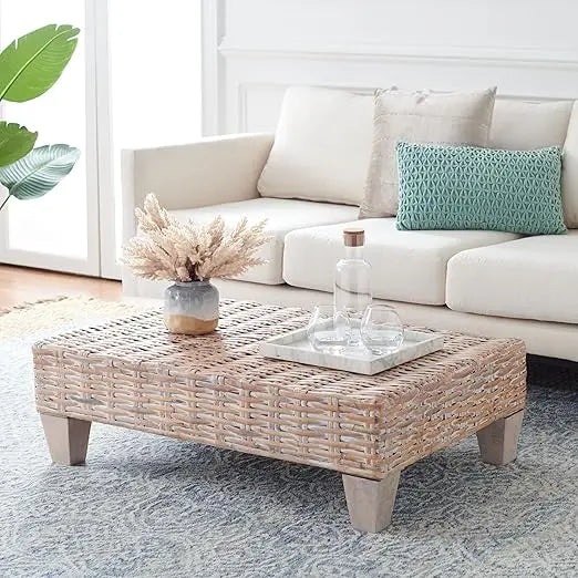 Home Collection Leary Coastal Natural White Wash Coffee Table