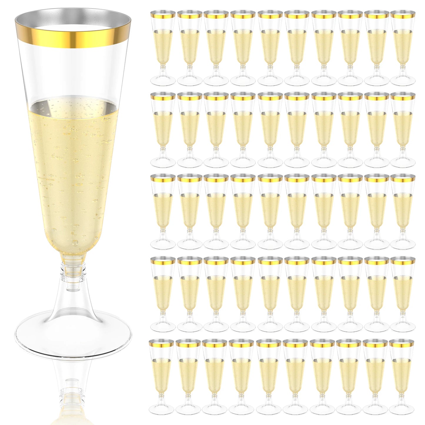 12/24/36Pcs Plastic Champagne Flutes Reusable Wine Glasses Elegant Pink Champagne Flutes for Wedding Party Wine Bar Easy Clean