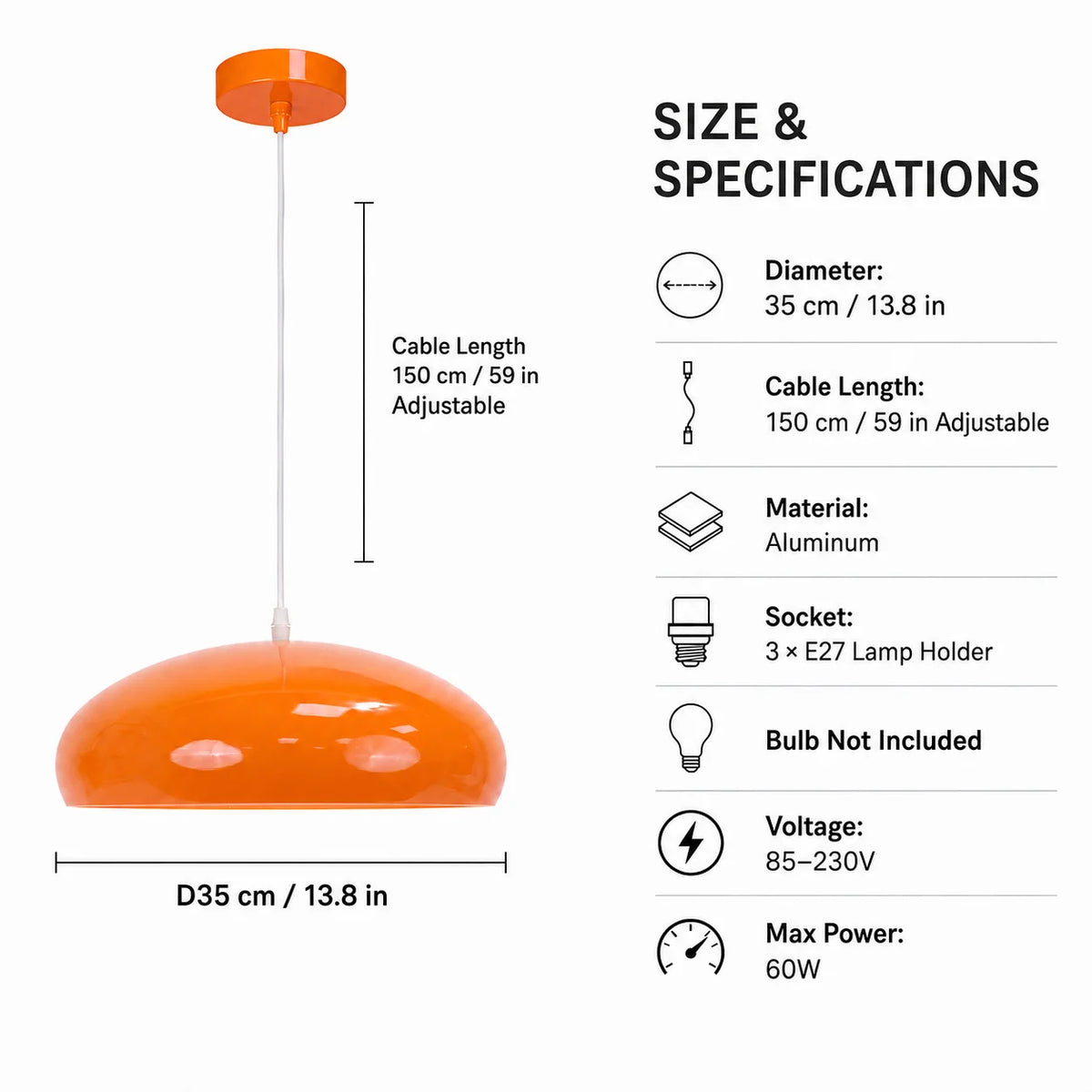 JOYINLED Orange Restaurant Chandelier Modern Round Room Decoration Pendant Light Nordic Living Room Bedroom Bar Light Fixture