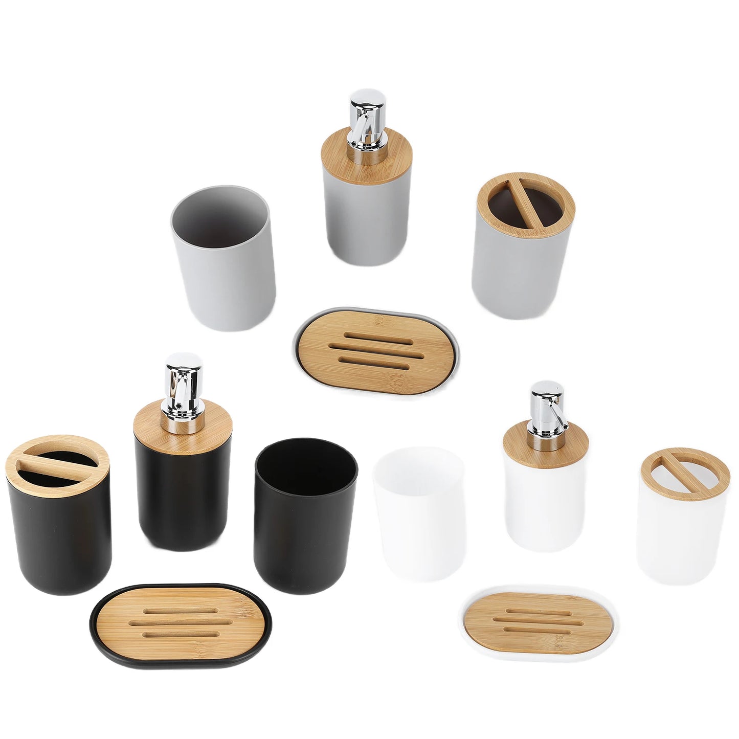 4Pcs Bathroom Accessory Set Bamboo Waterproof  Gift Toothbrush Cup Soap Box for Home Hotel