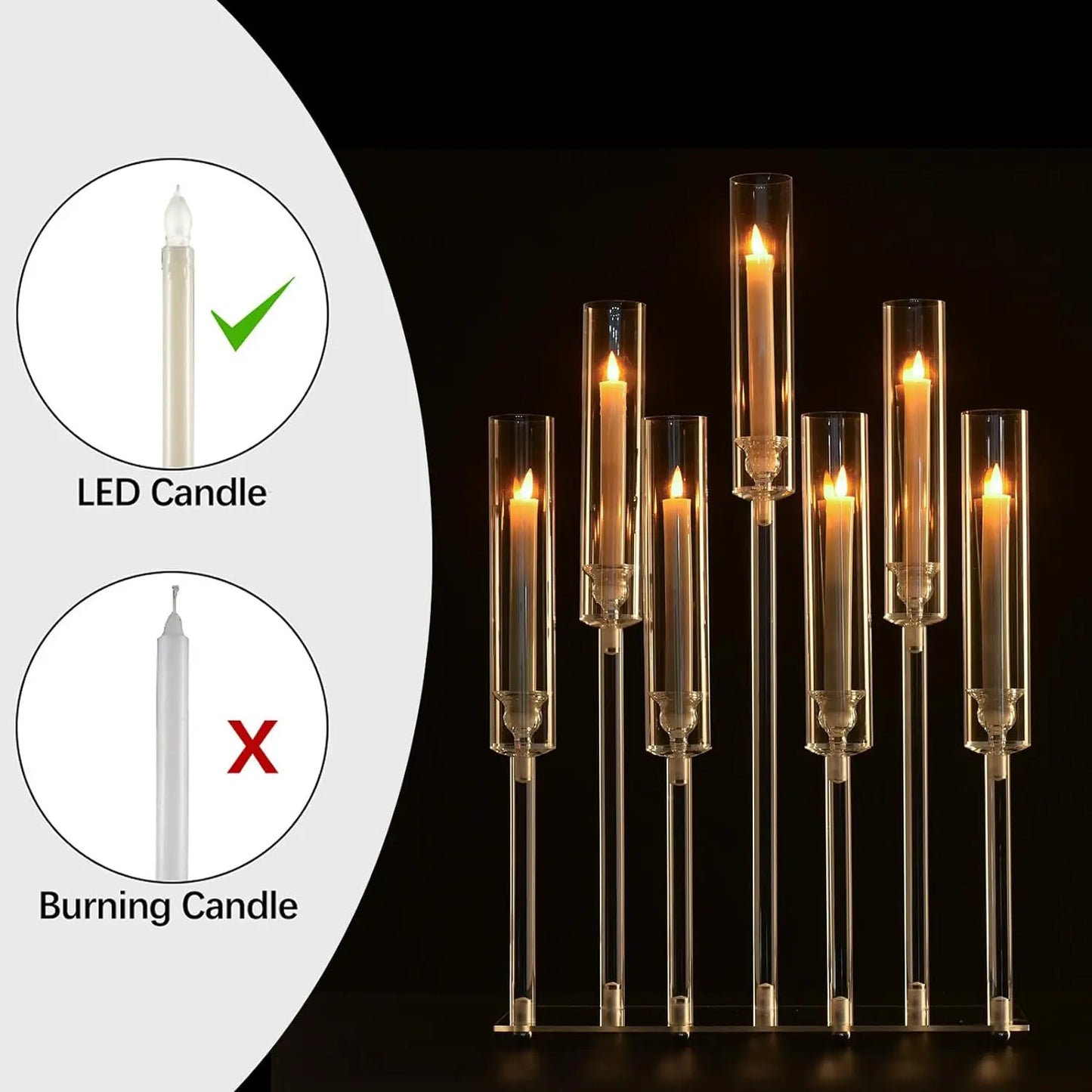 4pcs 7-Arm Acrylic Candlestick Clear Candelabra 26.5 Inch Tall for Hanukkah Living Room Decor