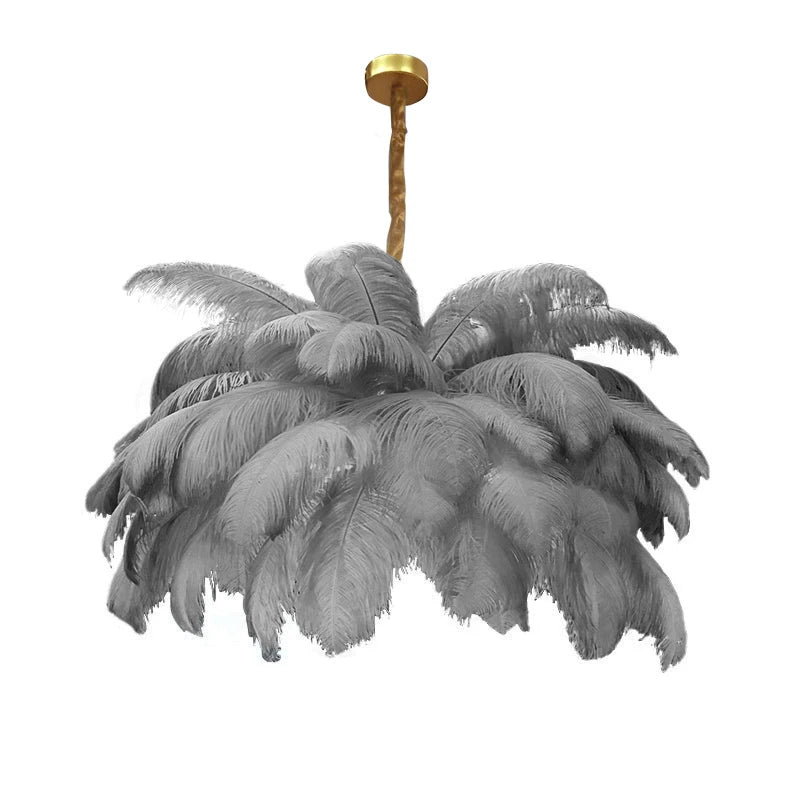 Nordic Ostrich Feather Lamp Led Pendant Lights Living Room Home Decor Bedroom Indoor Lighting Chandelier Hanging Light Fixture