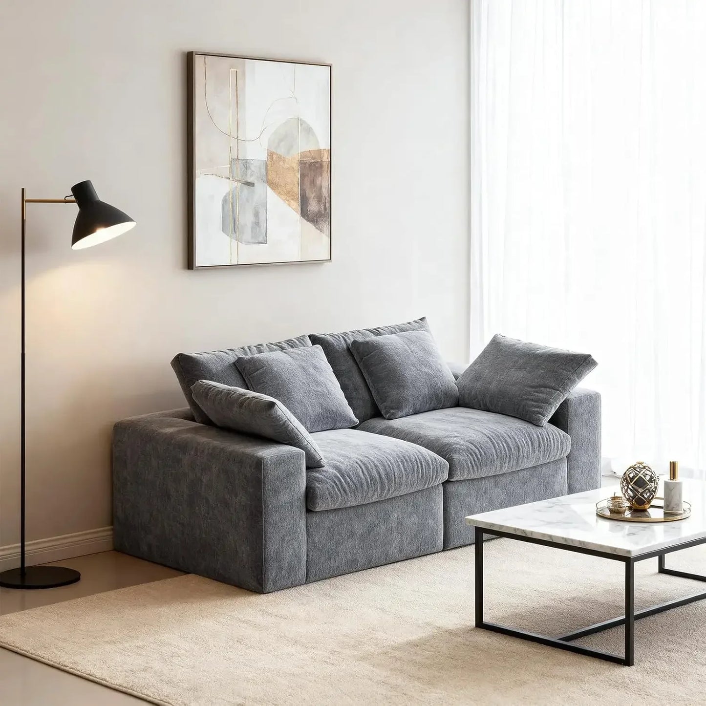 120'' L-Shaped Cloud Couch Modular Sectional Sofa Extra-Wide with Ottoman Deep Seat Comfortable Living Room Customized
