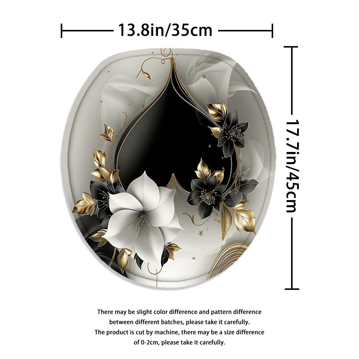 4Pcs Black Gold Heart Flower Shower Curtain Set with Hooks, Luxury Elegant Floral Print Waterproof Mildew Resistant Fabric Bath Mat for Family Bathroom Home Decor