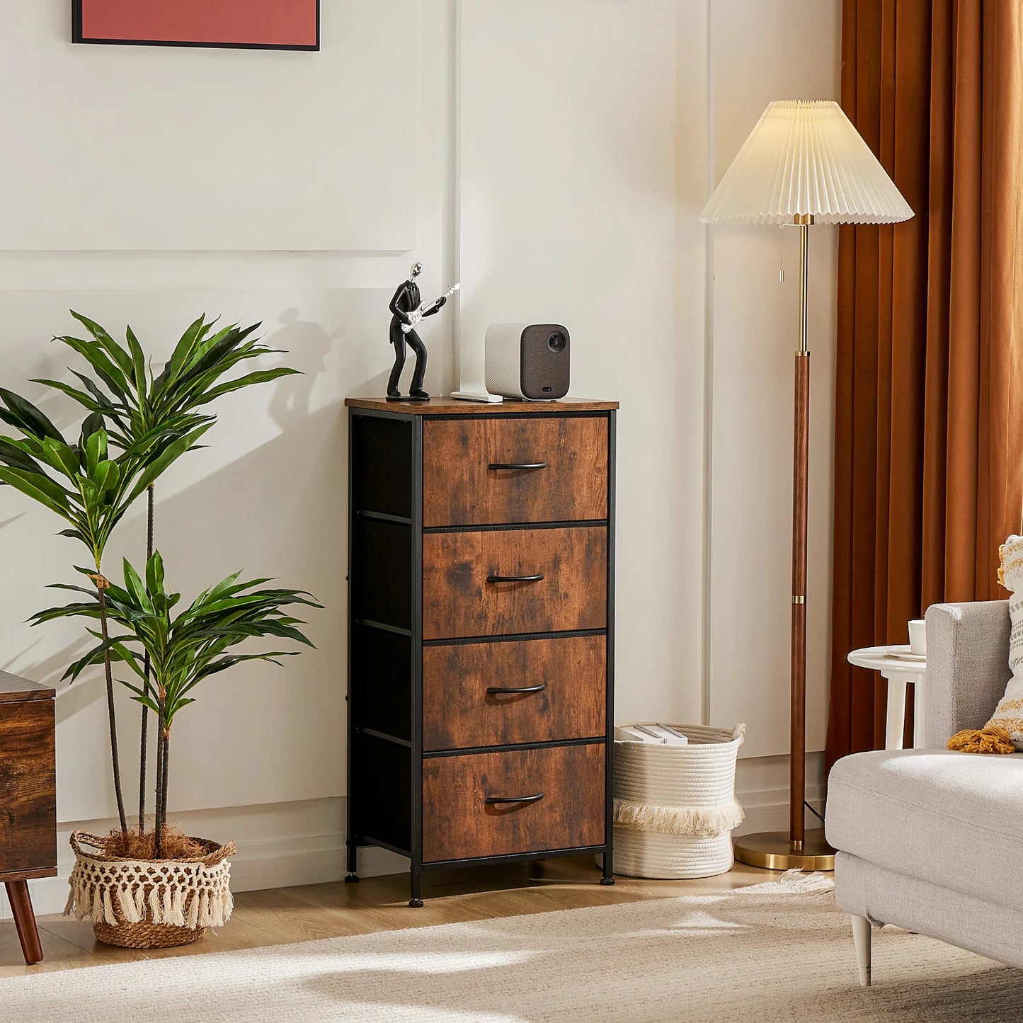 MCQ Living Room 4 Drawers Fabric Cabinet Beside Nightstand Dresser Tables Storage Closet Chest Clothes Display Of Furniture