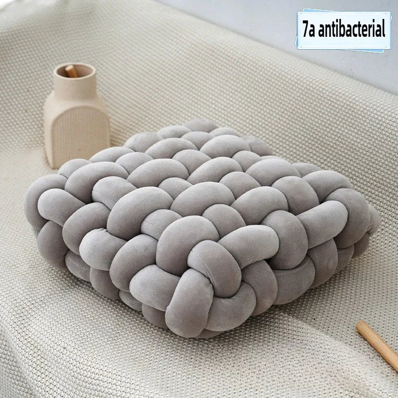Hand Knot made Cushion 2025 Square Nordic Aesthetic Stuffed Plush Pillow Soft Skin-friendly for Office Chair & Home Sofa