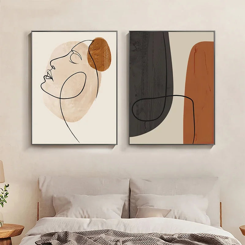 Abstract Geometric Poster Matisse Face Line Canvas Painting Nordic Modern Living Room Wall Art Print Picture for Home Decor