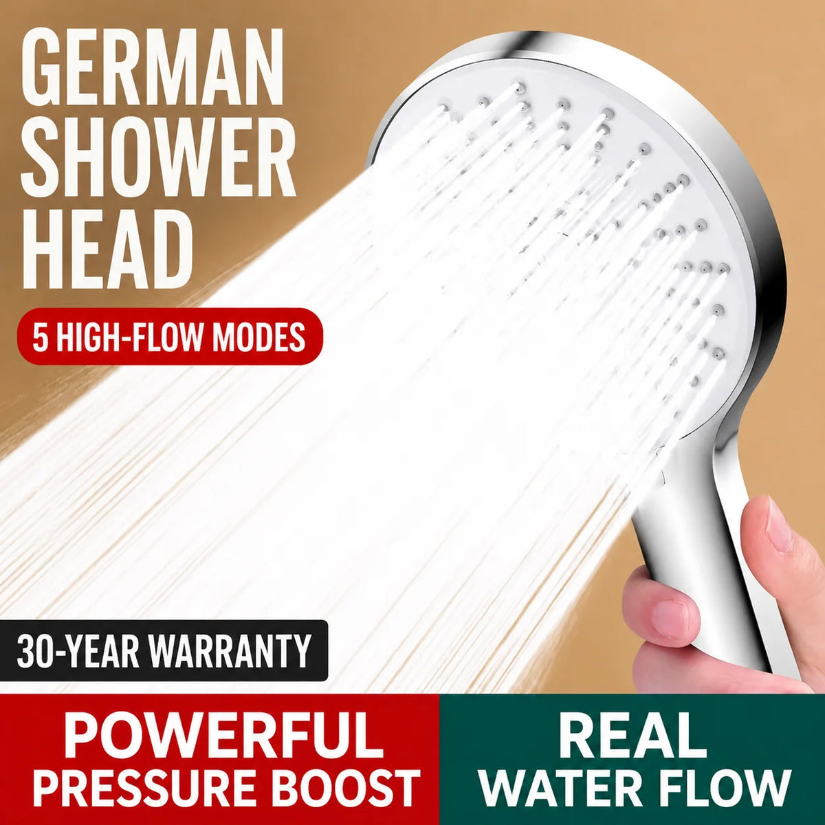 Universal High Pressure Shower Head Handheld Water Saving Booster Showerhead with Silicone Nozzles for Bathroom Accessories