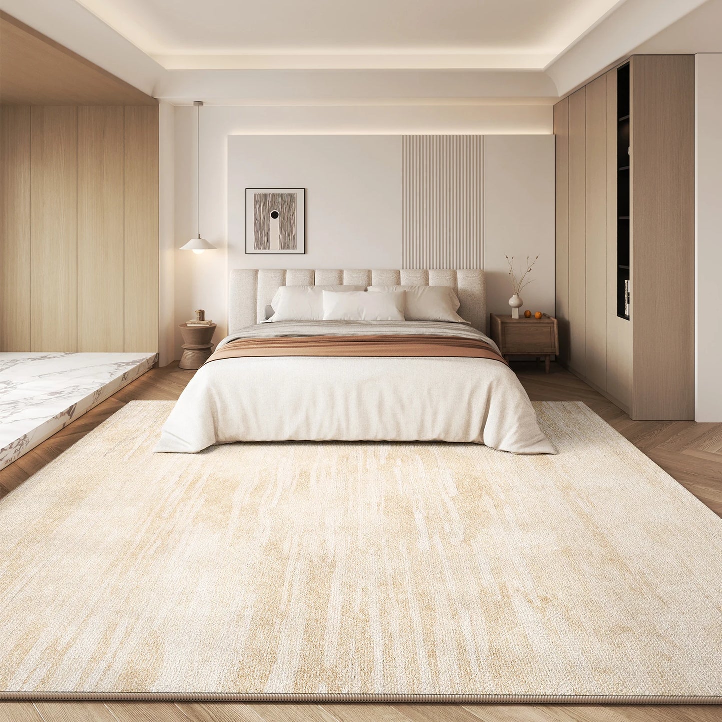 Cream Style Bedroom Decor Plush Carpet Thick Anti-slip Lounge Floor Mat Large Area Carpets for Living Room Fluffy Soft Study Rug