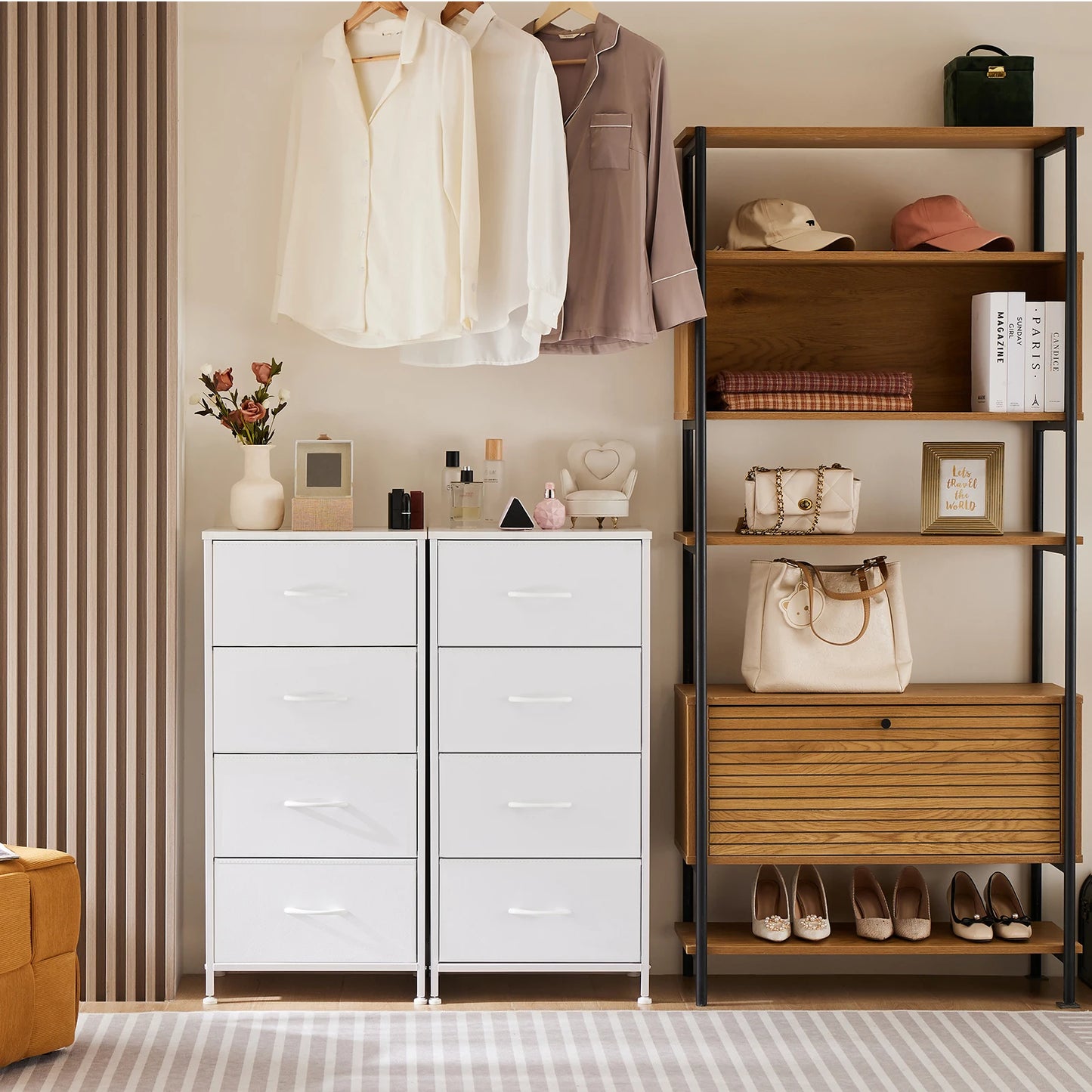 MCQ Living Room 4 Drawers Fabric Cabinet Beside Nightstand Dresser Tables Storage Closet Chest Clothes Display Of Furniture