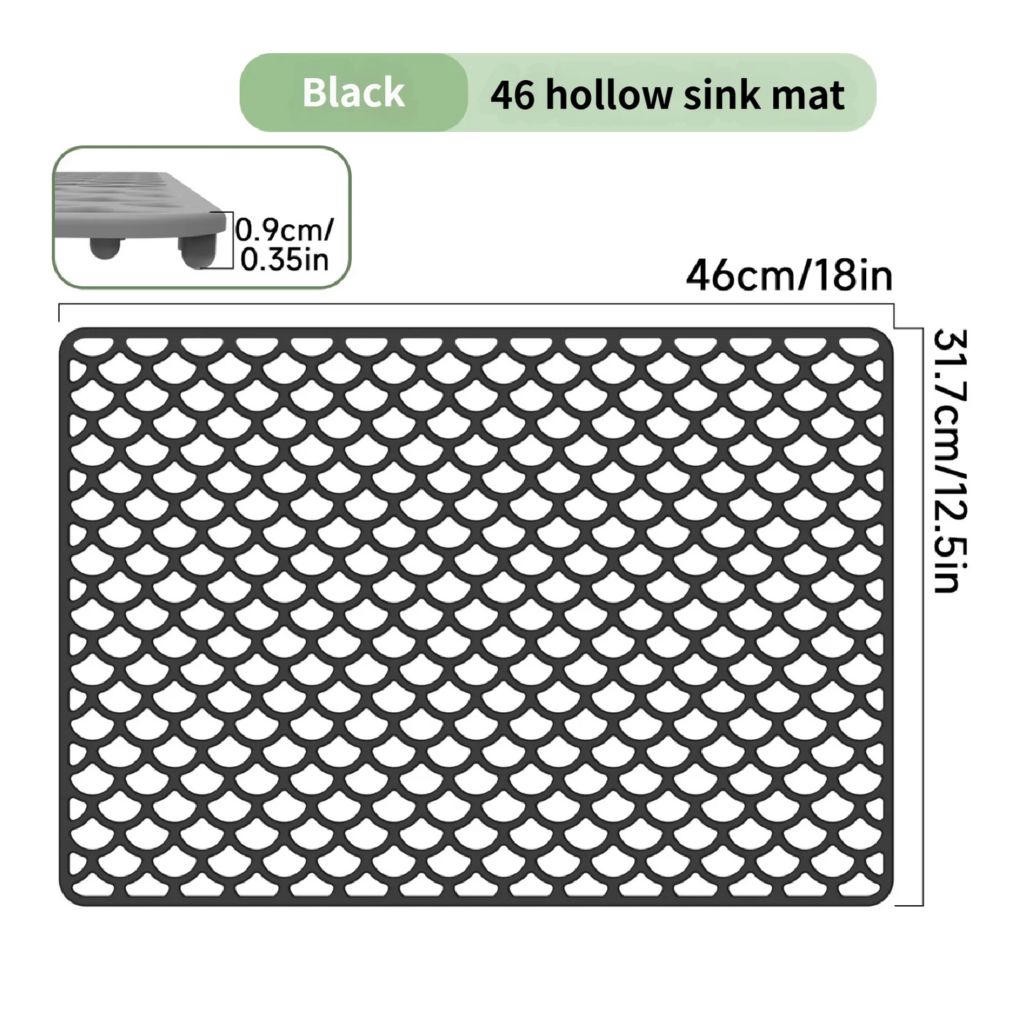 42/46CM Kitchen No holes Silicone Sink Bottom Scratch-resistant Protective pad, Perforated Water-draining Pad, Thickened Drying