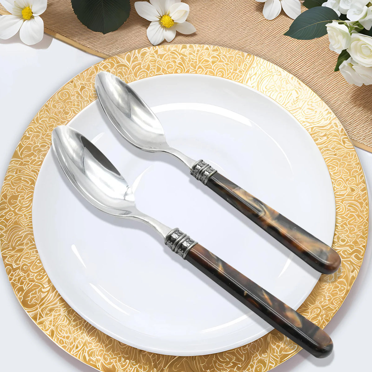 Barenthal Tortue Sandstone Handle Flatware Set 20Pcs Stainless Steel Cutlery Set Vintage Marble Pattern Dinner Fork Knife Spoon Tableware Restaurant Home Dinner Party Steak Dessert Silverware