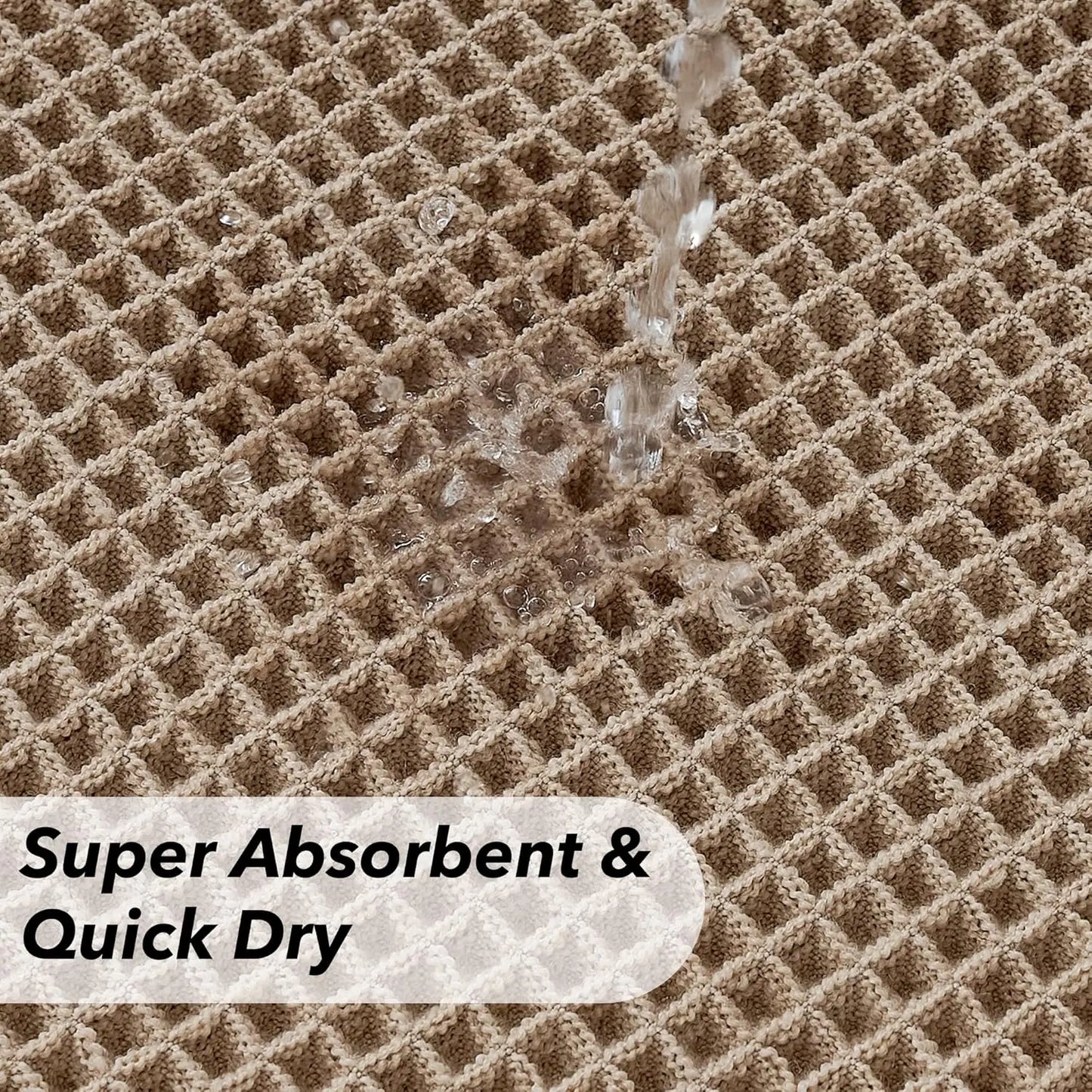 Non Slip Waffle Brown Bathroom Rugs, Super Absorbent Quick Dry Soft Washable Small Bath Mat with Tassels for Bathroom Floor