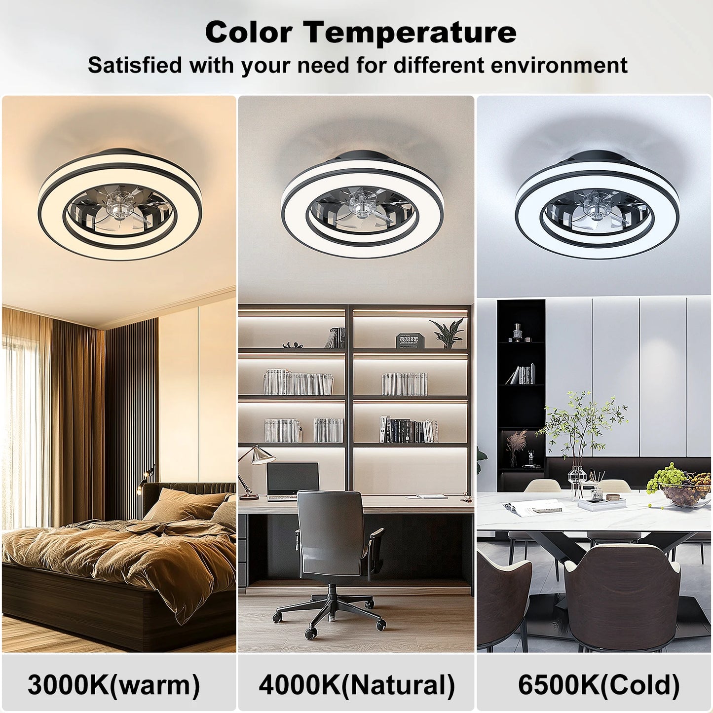 16 Inch LED Ceiling Fan Light with Remote Control  Infinite Dimming 6 Levels of Wind Speed Living Room Bedroom Chandelier Fan