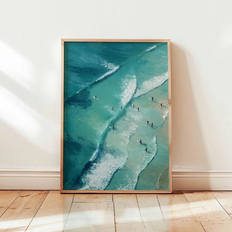 Modern Blue Surfing Summer Ocean  Wall Art Print Canvas Painting Poster Picture For Living Room,Bedroom Home Decor