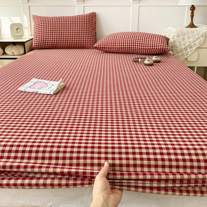 Pure Cotton Fitted Sheet Adults Kids Room Bedsheets Single/Twin/Queen/King Size Bed Cover Soft Mattress Protector