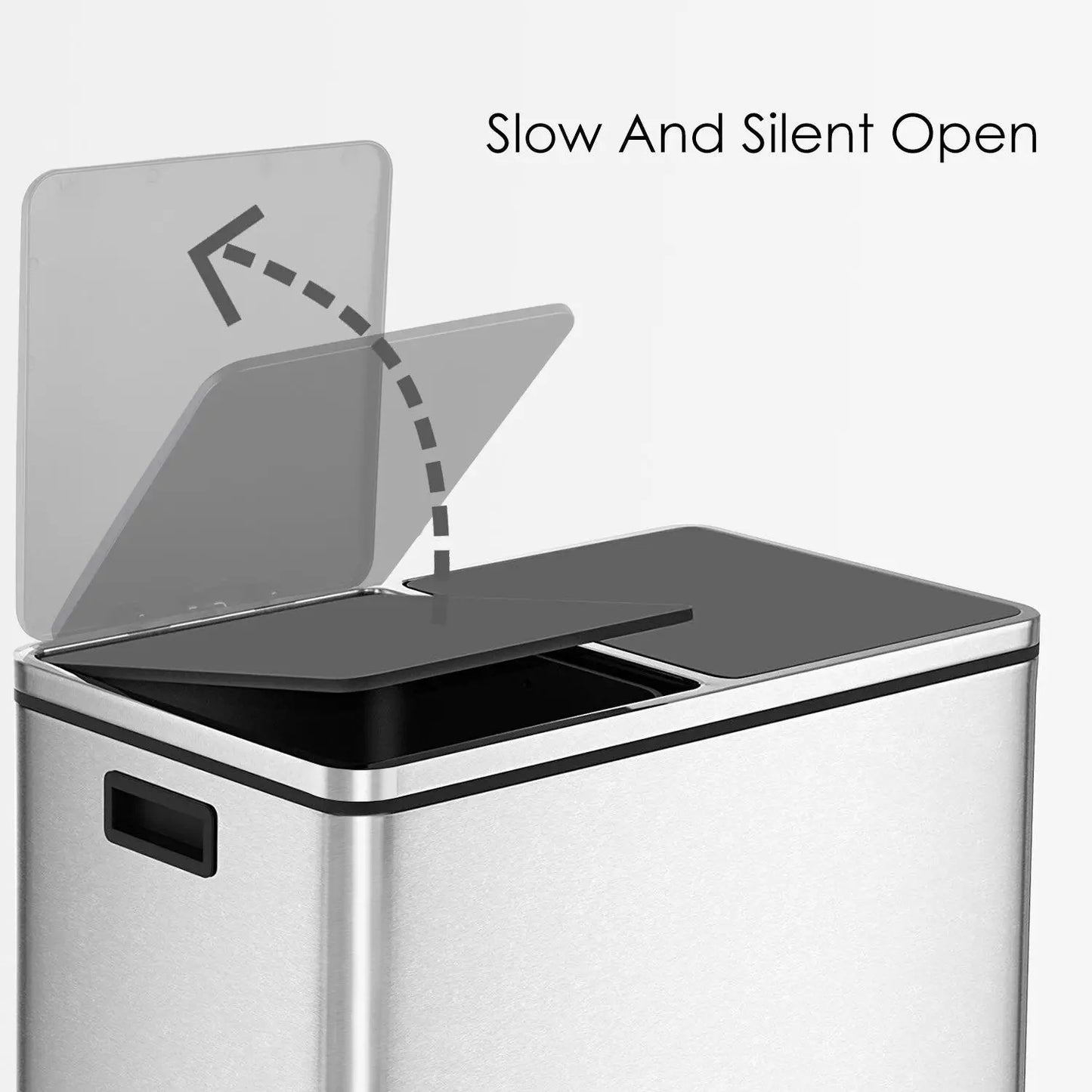 16 Gal (60L) Stainless Steel Kitchen Trash Can Dual Recycling Bin Garbage Can with Lid