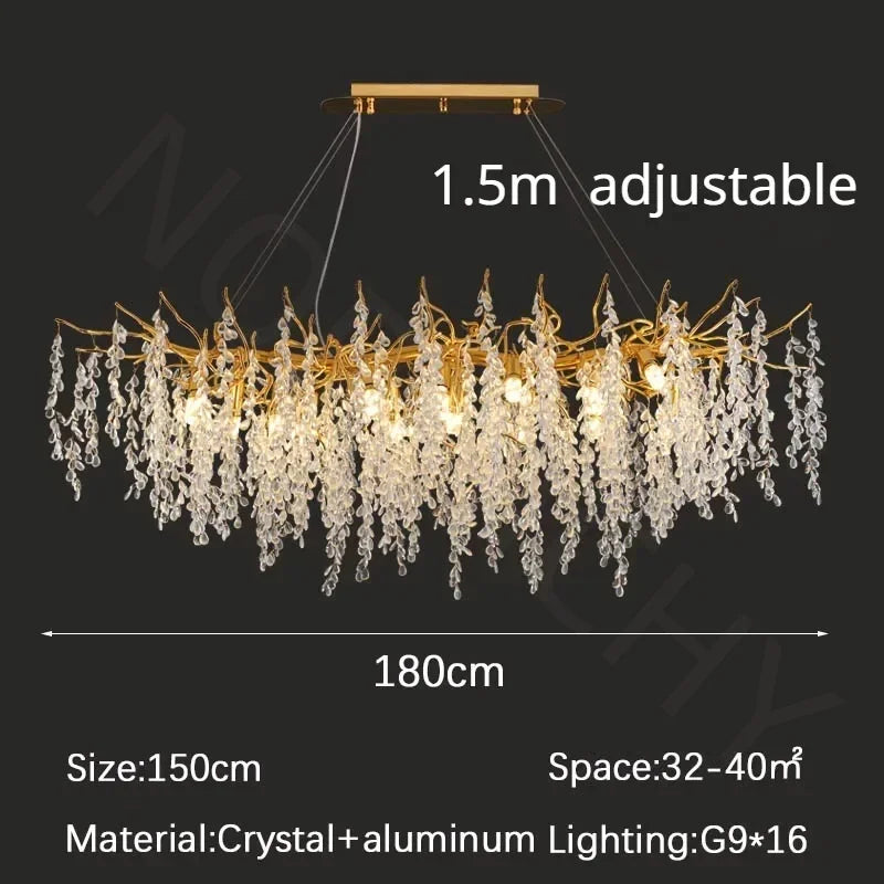 Branch-shaped Crystal Chandelier Living Room Art Home Decoration Indoor Loft Bedroom Ceiling Modern Luxury LED Chandelier Lustre