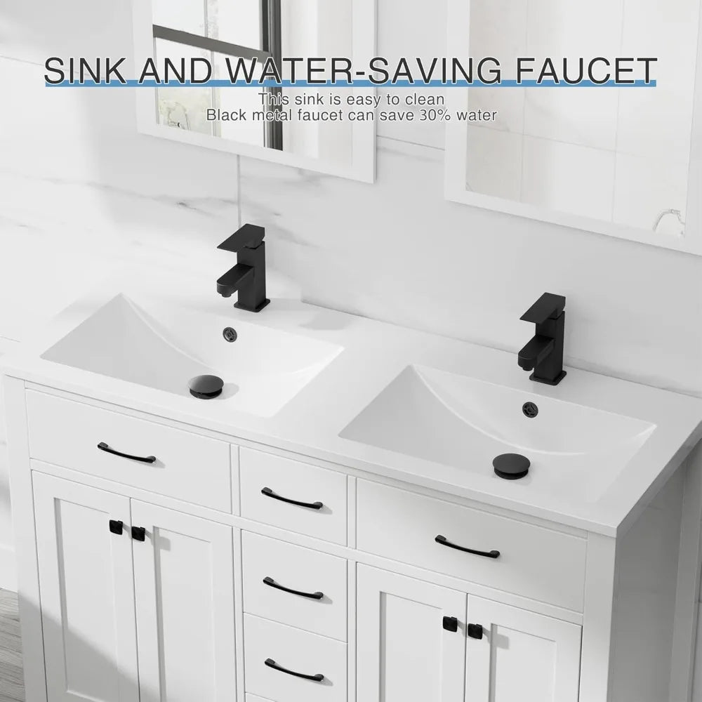 48" Modern Bathroom Vanity and Sink, Painted Bathroom Storage Cabinet with Double Sink, Four Doors and Three, Customized
