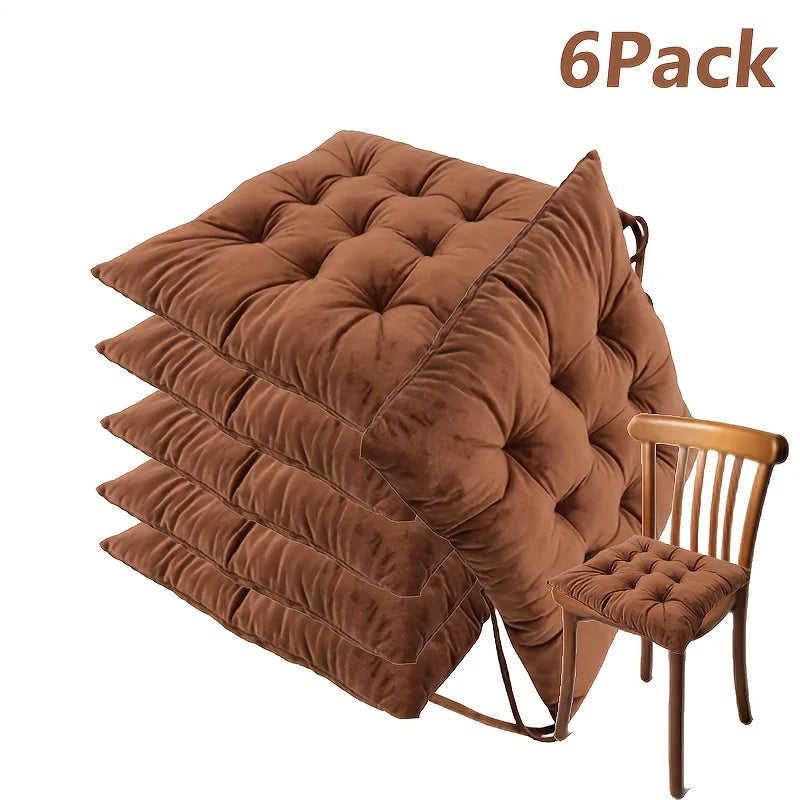 6pcs/set Square Velvet Seat Cushion Thickened Soft Cushion in Winter, Suitable for Dining Rooms Living Rooms Pillows for Bedroom