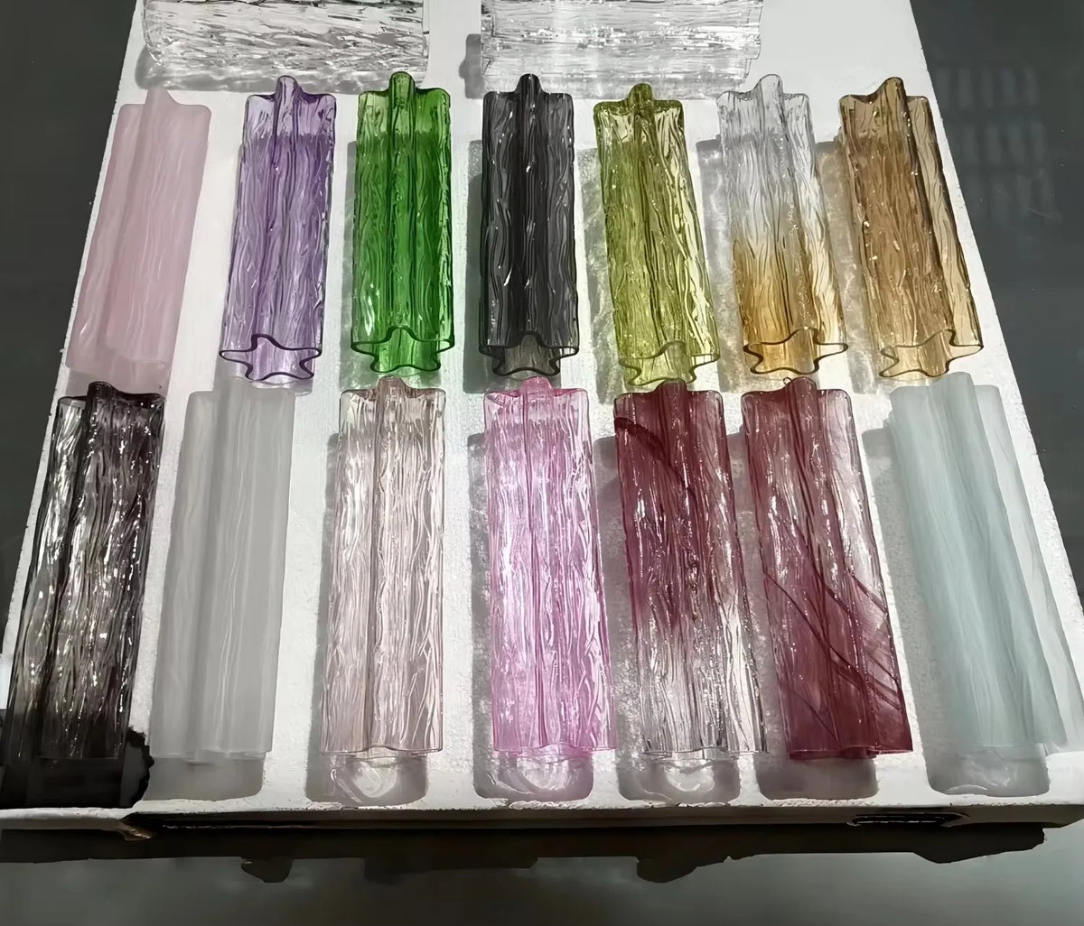 Round Murano Glass Chandelier Crystal Tube LED Ceiling Light for Living Room Dining Room Bedroom Luxury Modern Home Decor Lamp