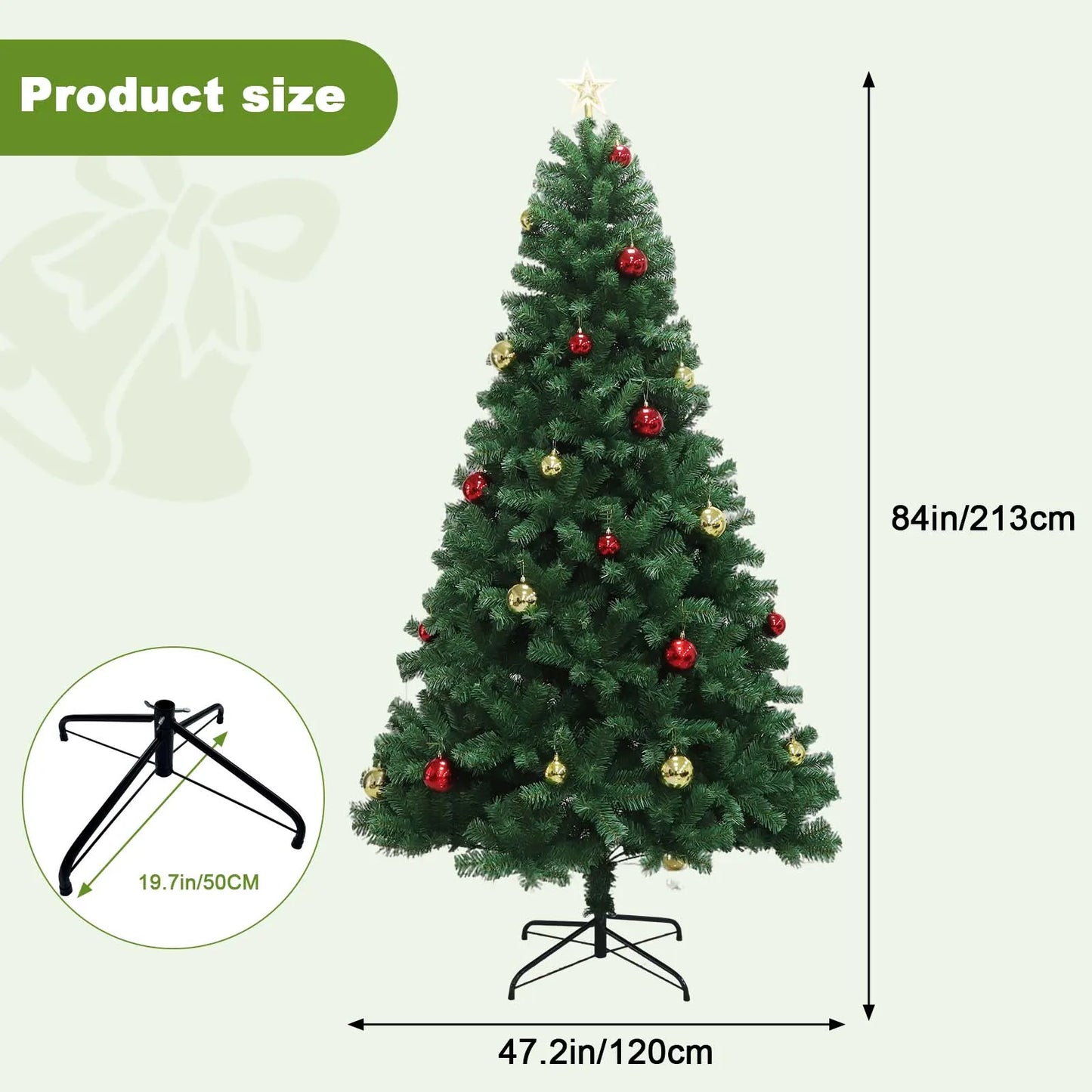 6-7ft Christmas Tree Hinged Artificial Pine Lighted Holiday Tree for Christmas Home, Office party Decor