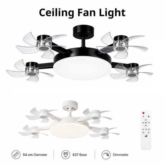 LED Drone Style Ceiling Fan Light E27 Base Silent Brushless Motor Remote Control Three Speed Dimming forBedroom Dining Room Home