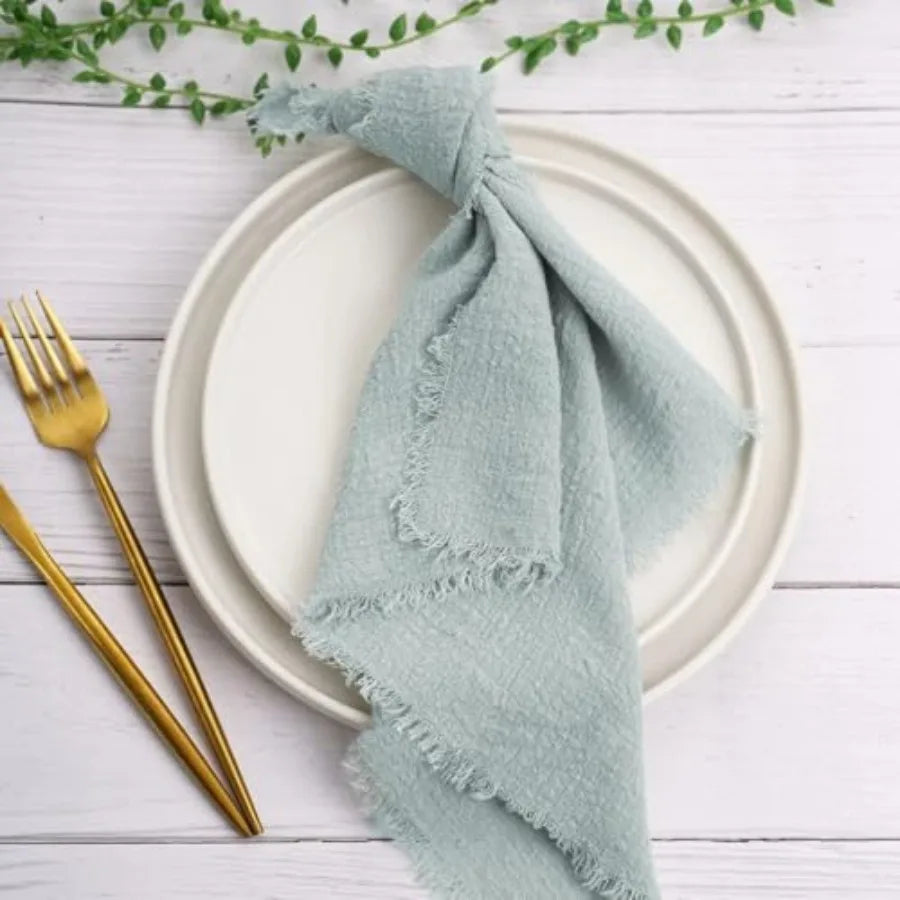 20pcs 41x41cm Cloth Napkins Cotton Gauze Napkin Tea Towels Retro Cheesecloth for Party Christmas Table Decor Black