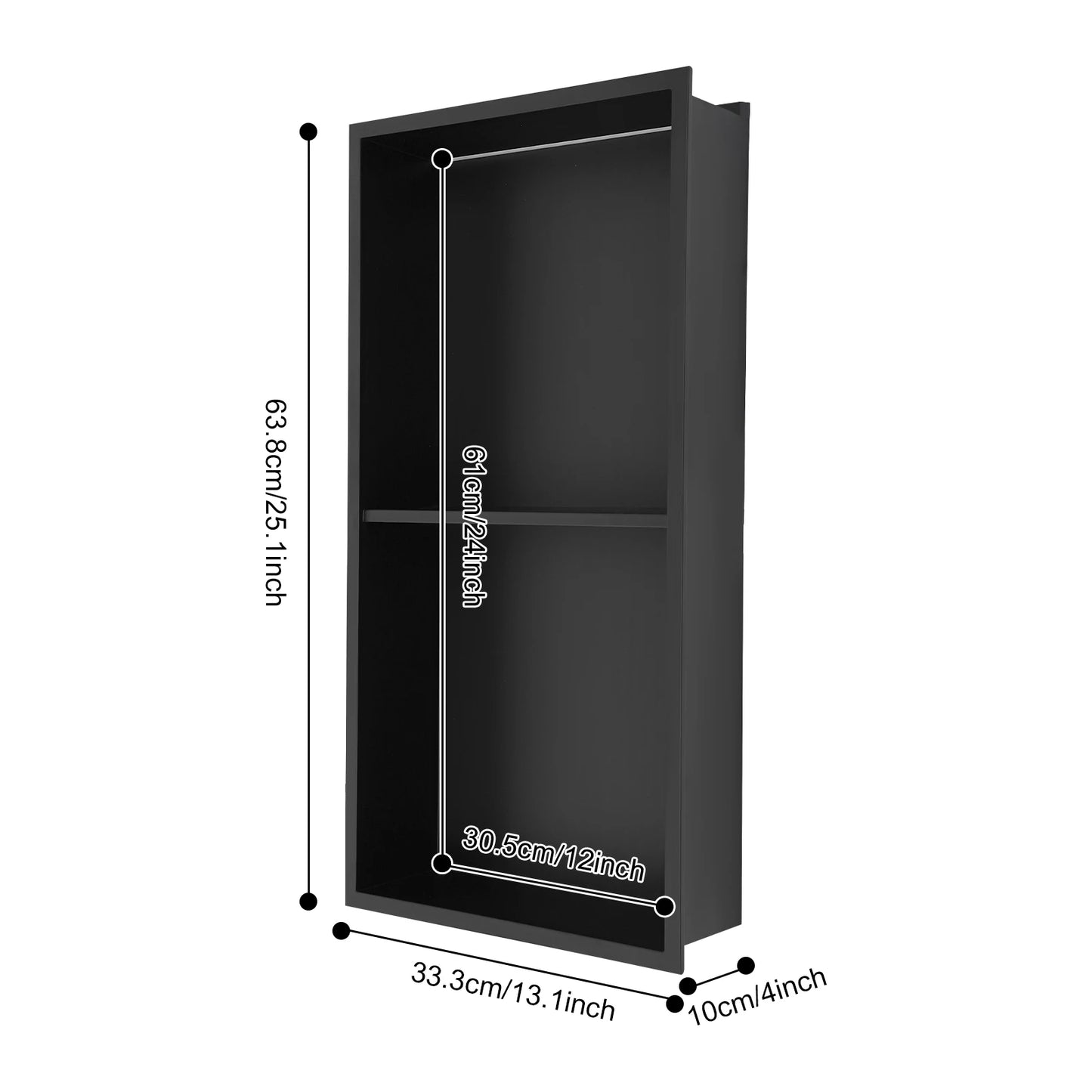 Stainless Steel Recessed Wall Niche with LED Light 2/3-Tier Bathroom Shelves Concealed Shower Niche Shelf Bathroom Cabinet