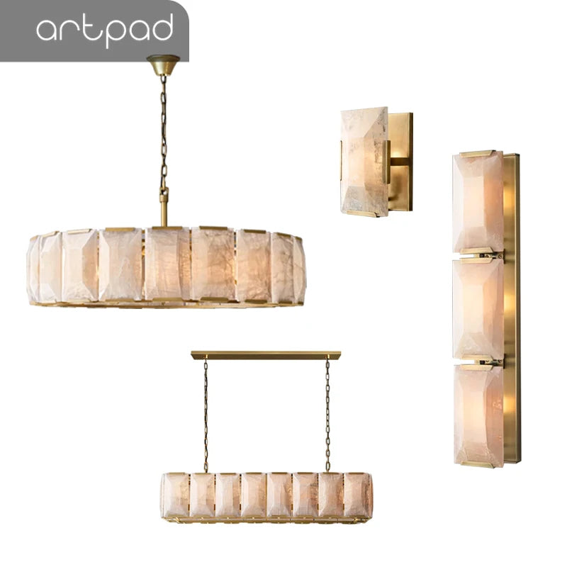 American Alabaster Pendant Chandelier Light for Living Room Dining Room Lustre Suspension Luminaire Lamp For Kitchen Island
