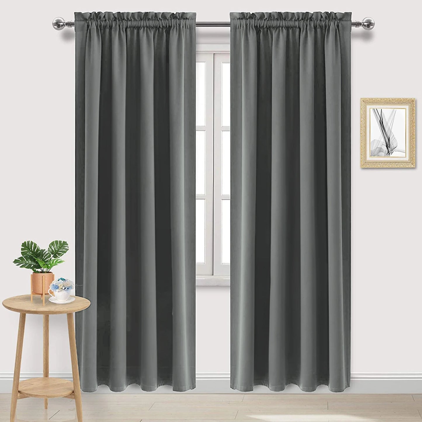 1 Panel Blackout Curtains Light Reducing Thermal Insulated Grommet Black Out Curtains Panels Drapes for Living Room Bedroom