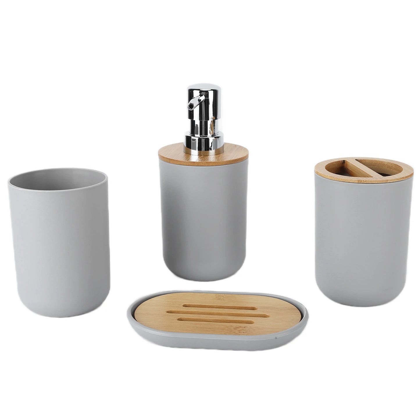 4Pcs Bathroom Accessory Set Bamboo Waterproof  Gift Toothbrush Cup Soap Box for Home Hotel