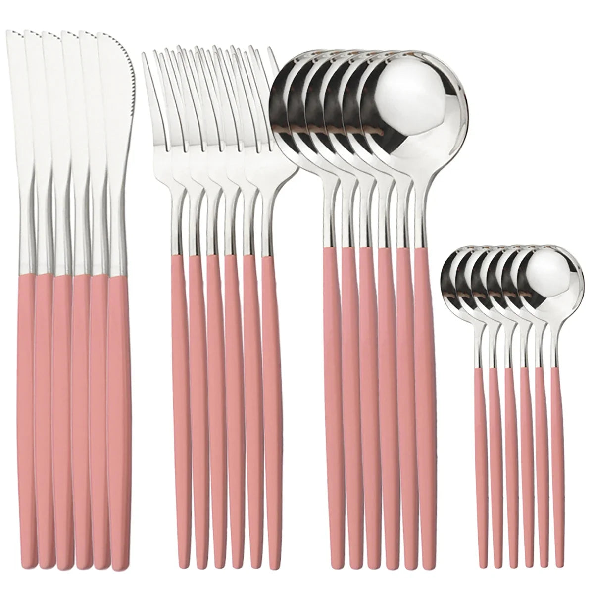 24Pcs Tableware Sets Stainless Steel Cutlery Spoon Fork Knife Mirror Dinnerware Kitchen Western Silverware Gift Box Set Flatware