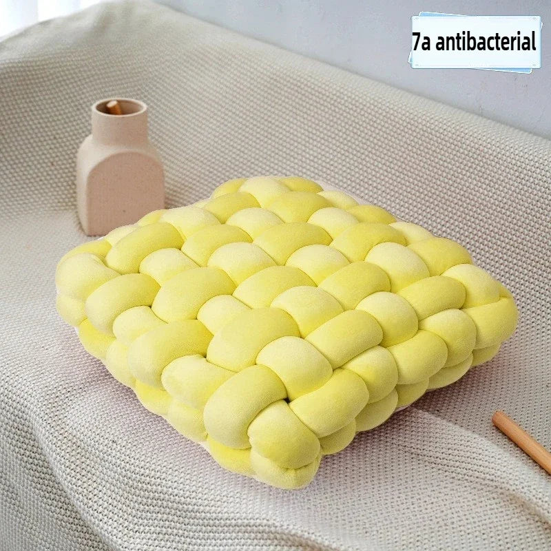 Hand Knot made Cushion 2025 Square Nordic Aesthetic Stuffed Plush Pillow Soft Skin-friendly for Office Chair & Home Sofa