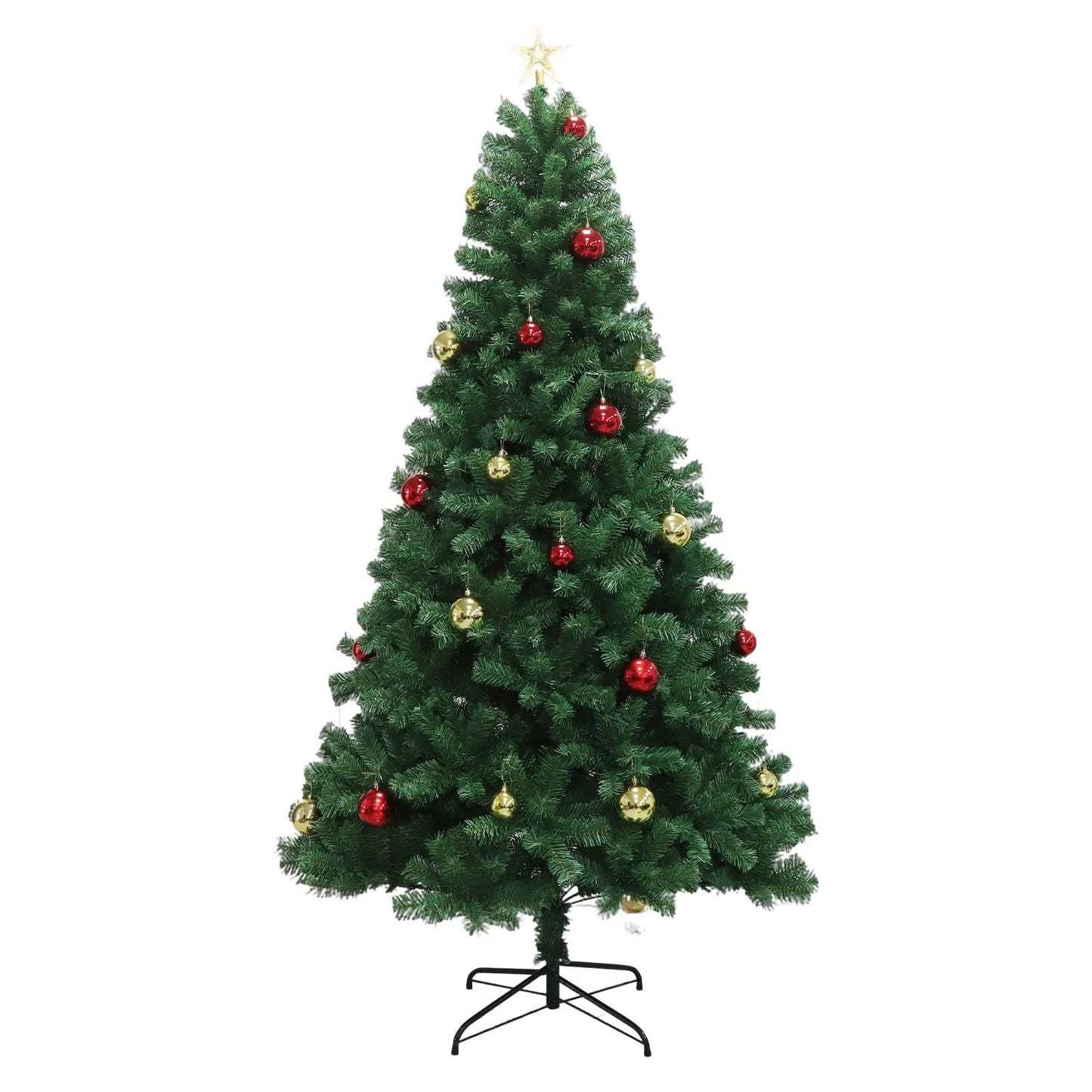 6-7ft Christmas Tree Hinged Artificial Pine Lighted Holiday Tree for Christmas Home, Office party Decor