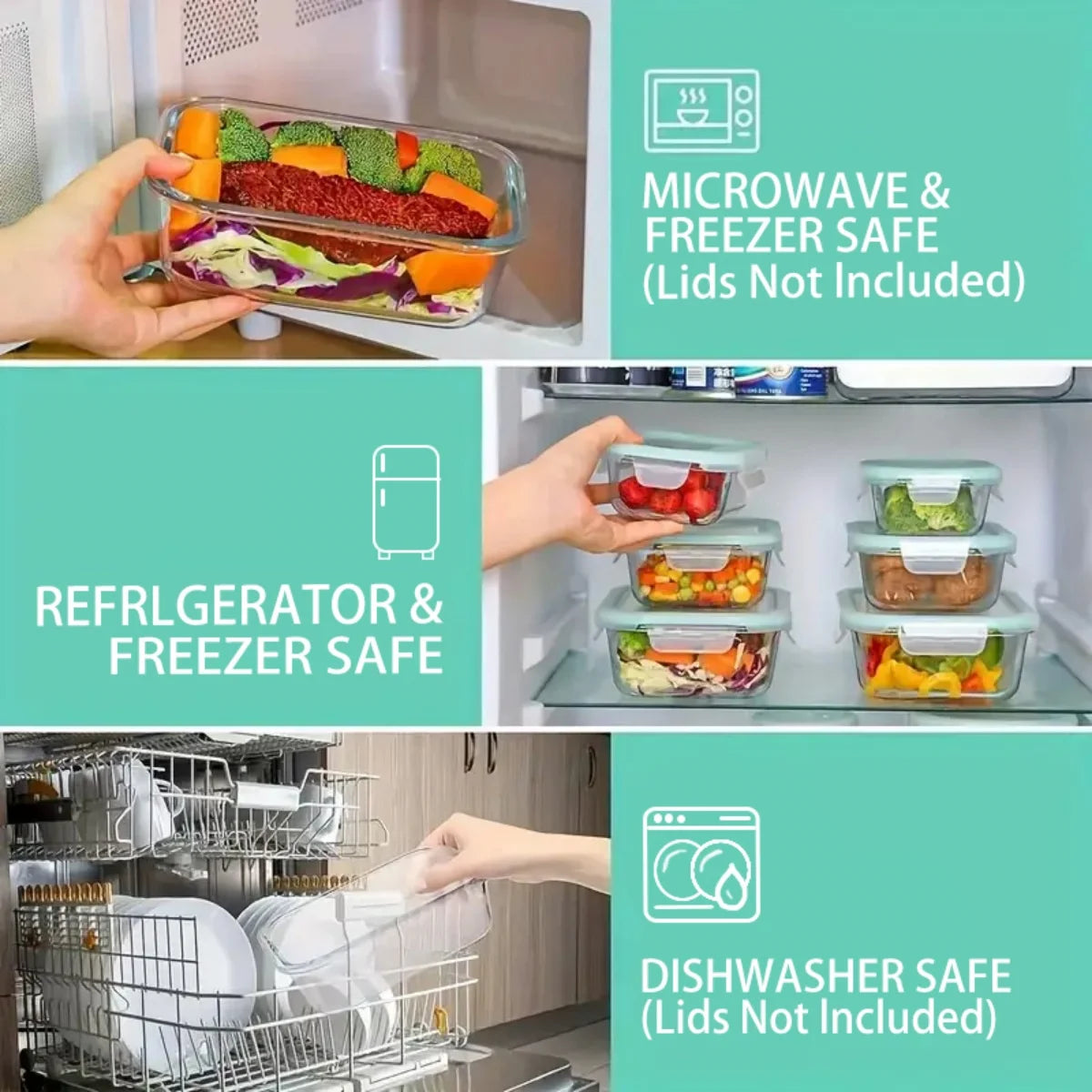 8 Pack Multi-capacity Glass Storage Organizer with Snap Lock Lids, Glass Food Containers Complete with Marker and Label Stickers, Stackable Vessels for Household Dry Food Arrangement, School Lunch Prep and Outdoor Picnic Orga