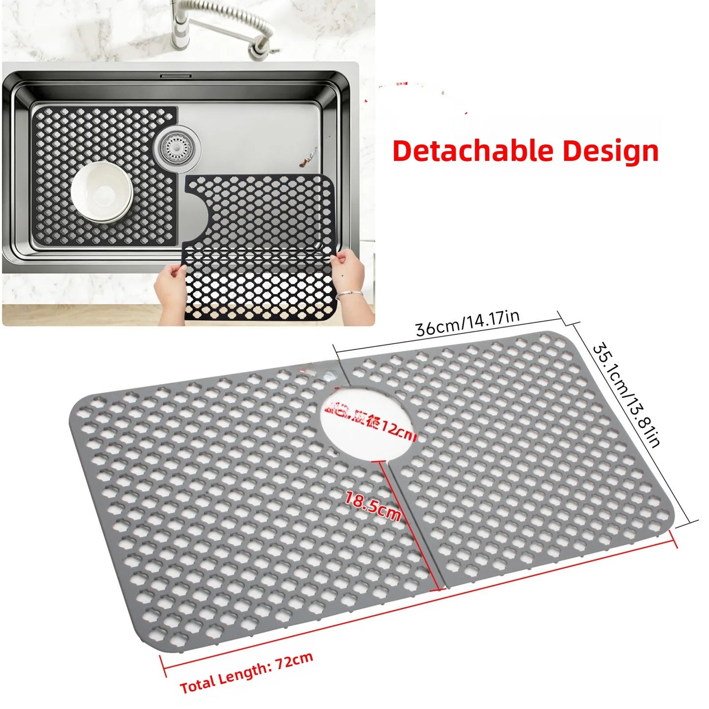 Kitchen Sink Silicone Mat Anti-Scratch Honeycomb Pad Dishwashing Basin Hollow Bottom Draining Pad Non-Slip Sink Mat