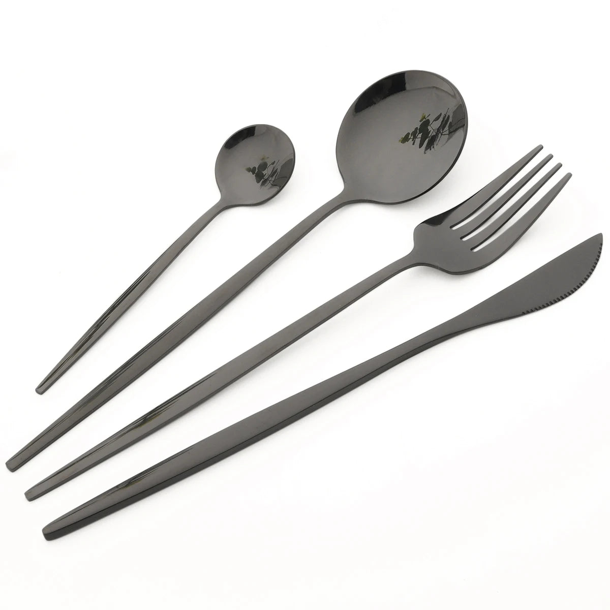 48pcs Black Gold Cutlery Set Knife Dessert Fork Coffee Spoon Dinnerware Stainless Steel Tableware Western Party Kitchen Flatware