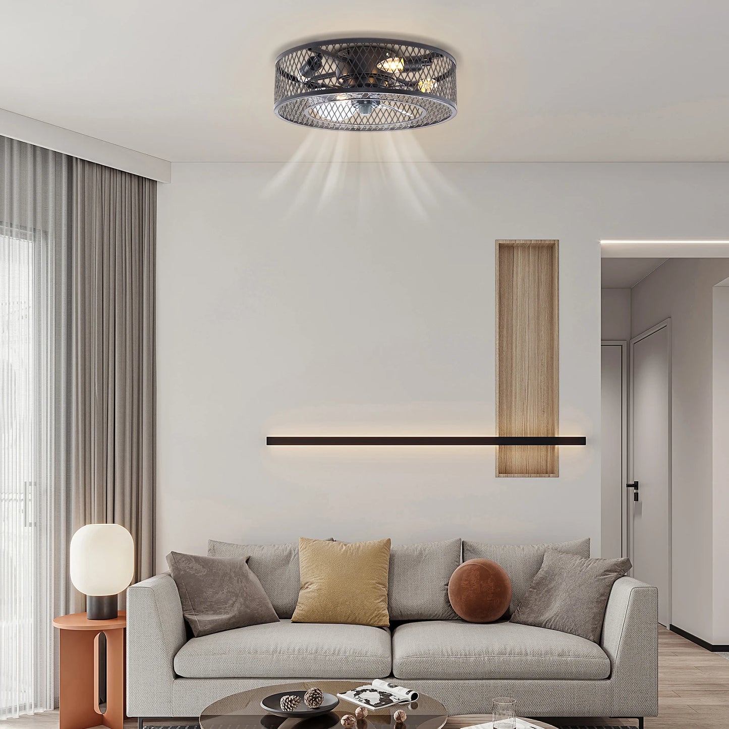 18 Inch Fan Pendant Light Black - Without Light Source E27 * 4 for Living Rooms, Restaurants, Bedrooms Foyers, Farmhouses, Bars