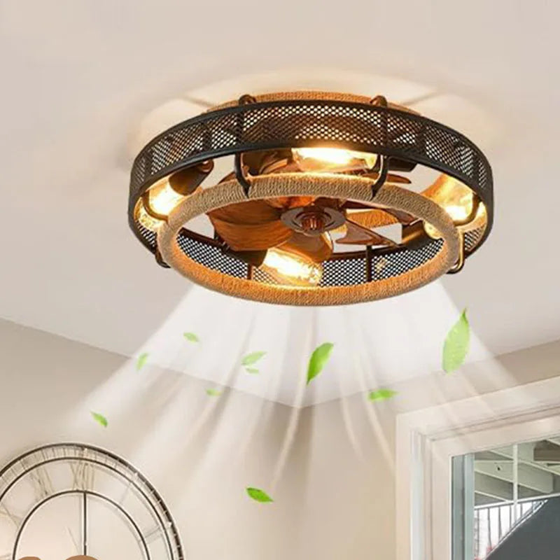 50CM Wrought Iron Ceiling Fan Light E27 ABS Fan Blade Electric Fan Invisible Bedroom Lamps Indoor Lighting Household Ceiling Fan
