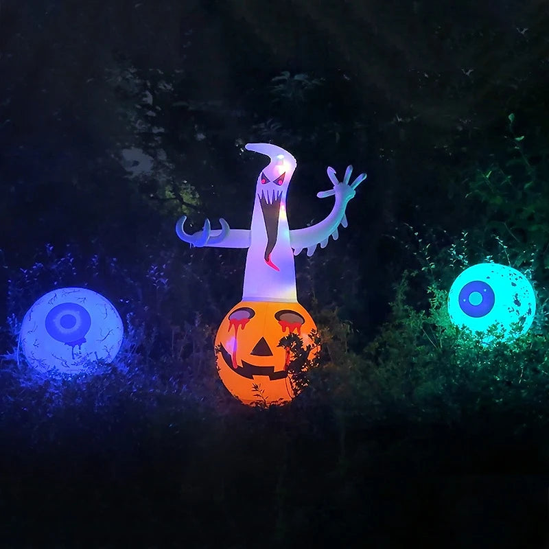 Halloween Giant LED Light Inflatable Pumpkin Ghost Eyeball PVC Model Spooky Atmosphere Ornament Festival Party Outdoor Décor