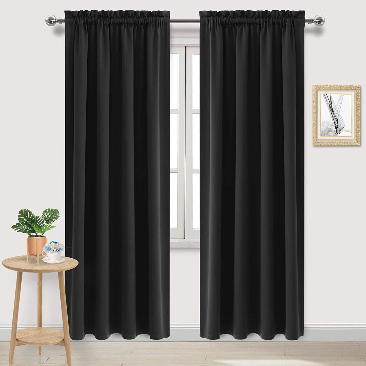 1 Panel Blackout Curtains Light Reducing Thermal Insulated Grommet Black Out Curtains Panels Drapes for Living Room Bedroom