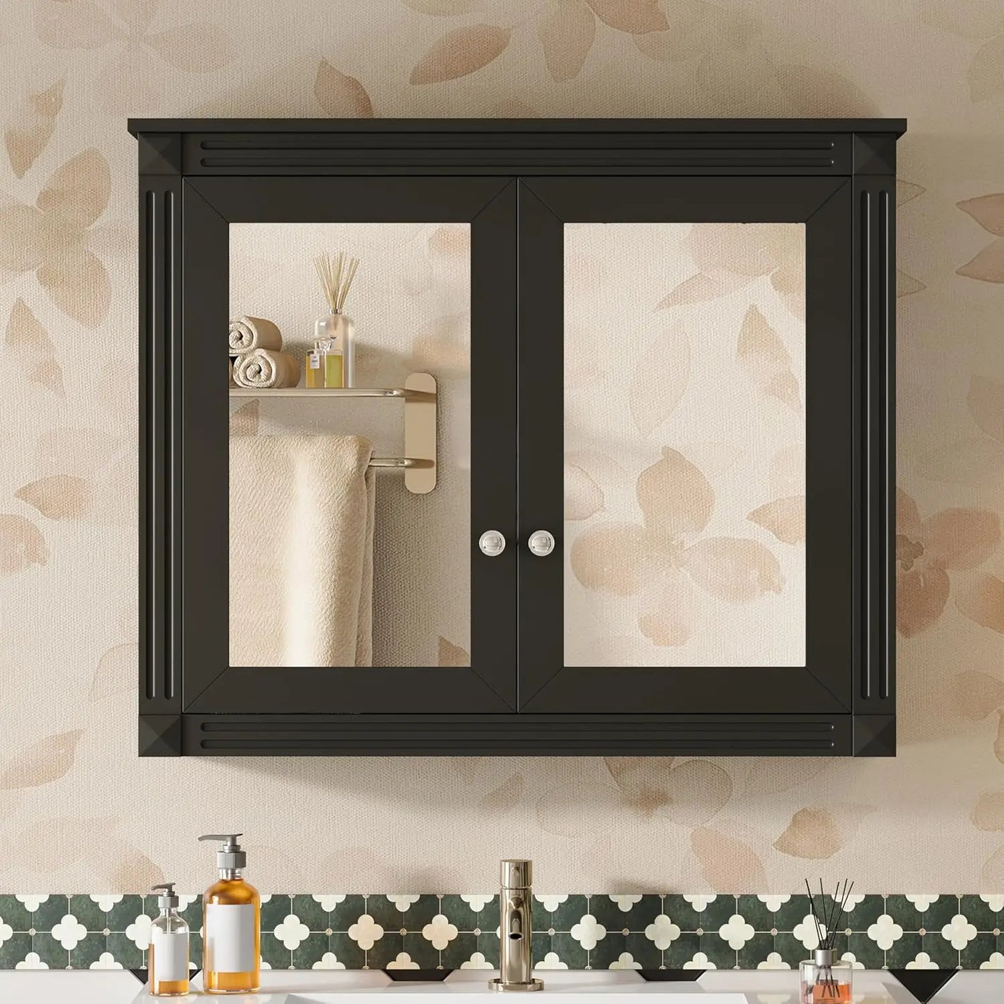 Bathroom Medicine Cabinet with Mirror Door & Adjustable Shelves, 36" x 28" Wall Mounted Bathroom Storage Cabinet, Customized