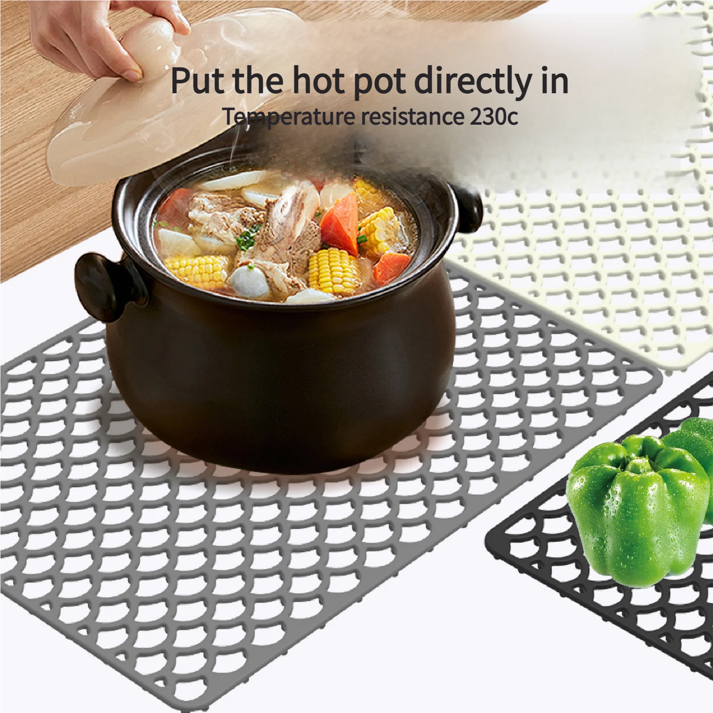 42/46CM Kitchen No holes Silicone Sink Bottom Scratch-resistant Protective pad, Perforated Water-draining Pad, Thickened Drying