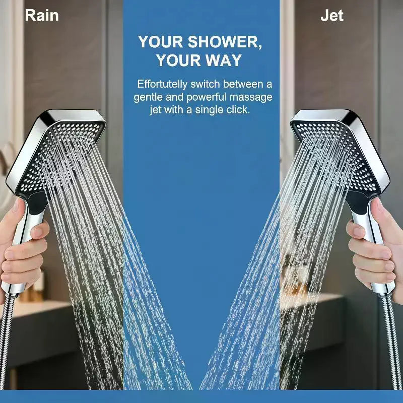 Adjustable 3-Mode High Pressure Shower Head Large Flow Water Saving Rainfall Mixer Head Bathroom Accessory