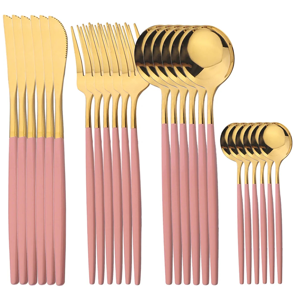 24Pcs Tableware Sets Stainless Steel Cutlery Spoon Fork Knife Mirror Dinnerware Kitchen Western Silverware Gift Box Set Flatware